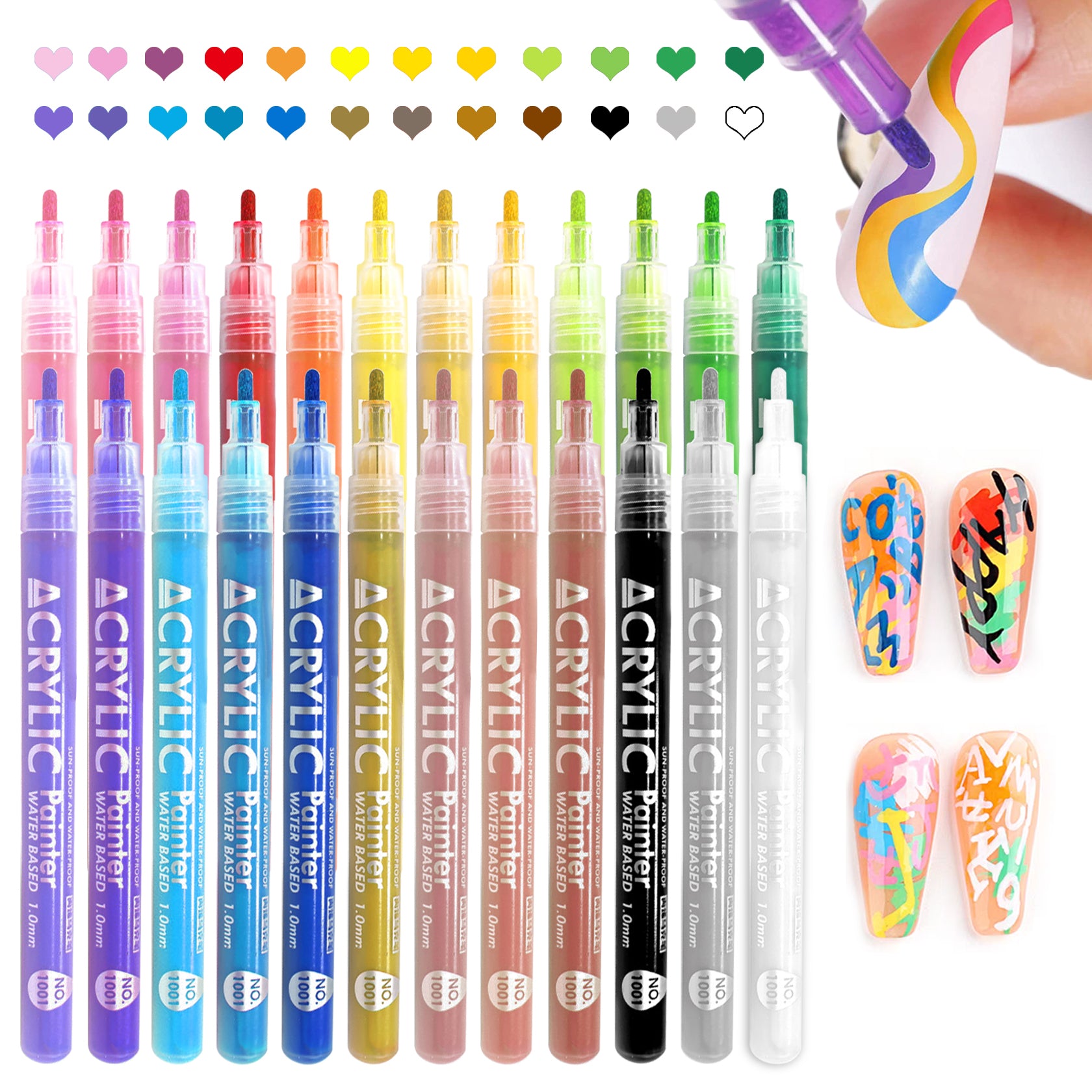 QIUFSSE Colors Nail Art Pens Set