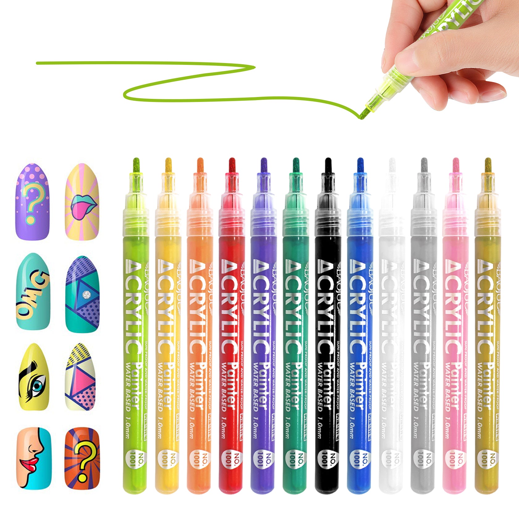 QIUFSSE Colors Nail Art Pens Set