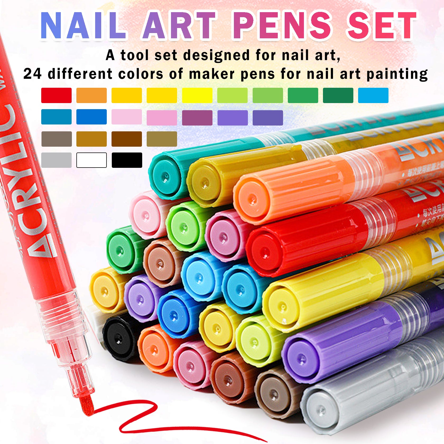 QIUFSSE Colors Nail Art Pens Set