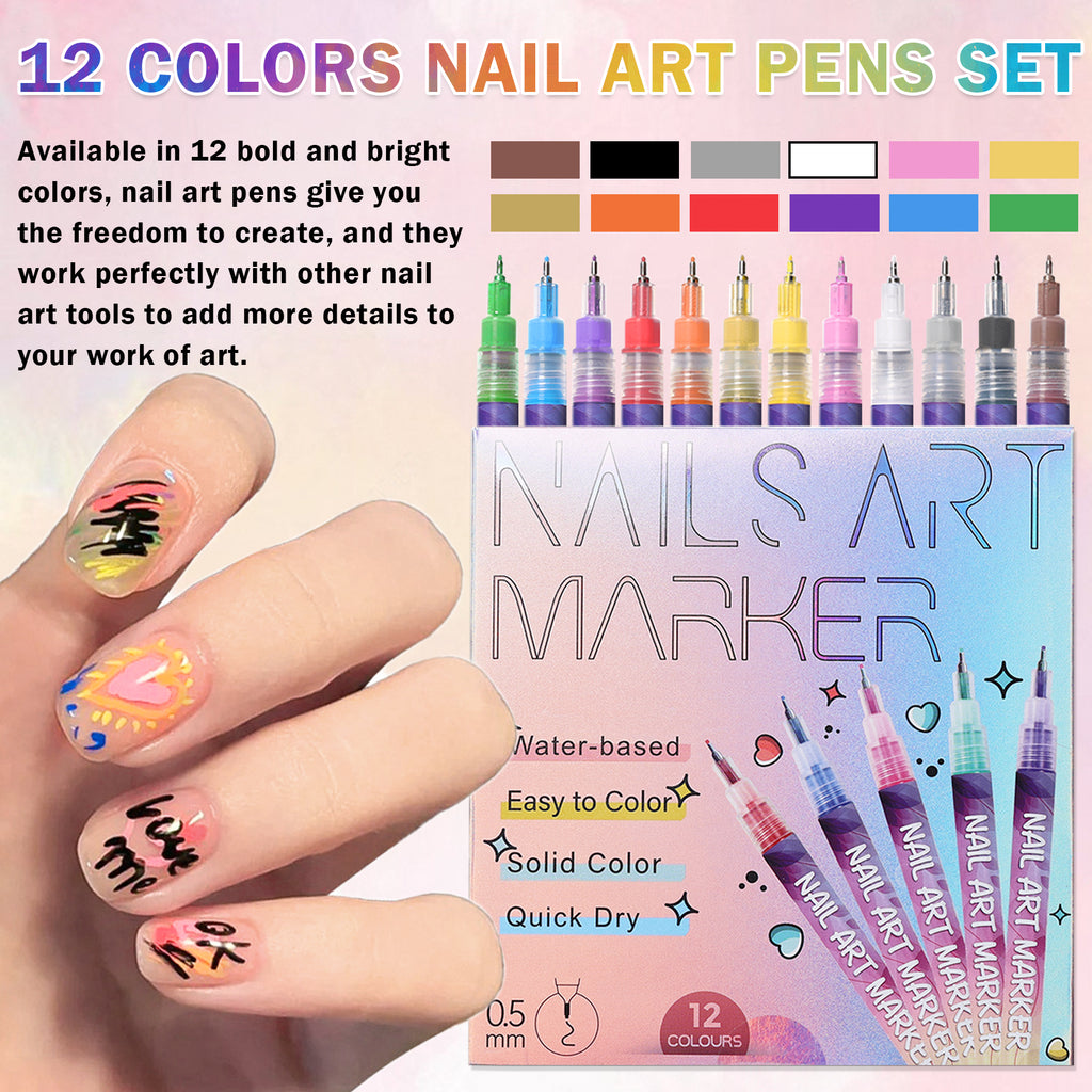 12 Colors Nail Art Pens Set