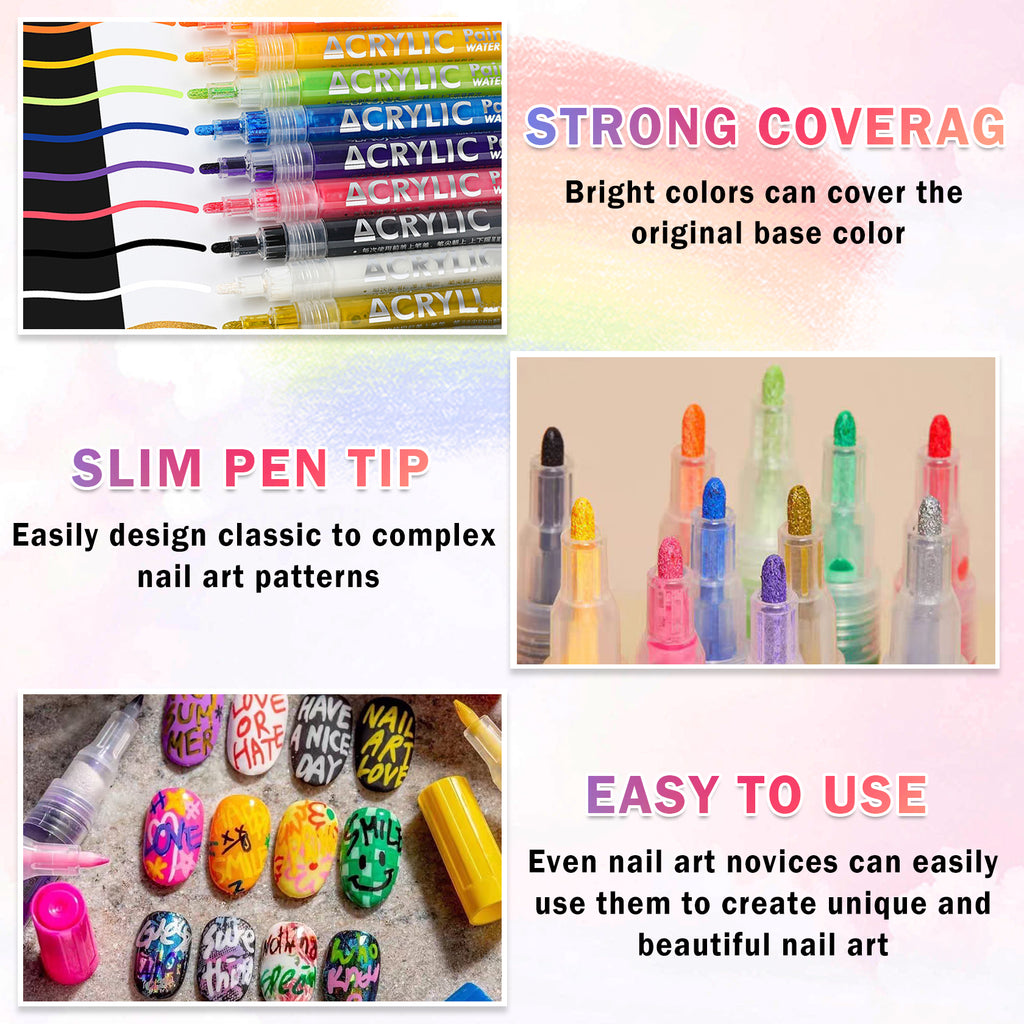 QIUFSSE Colors Nail Art Pens Set