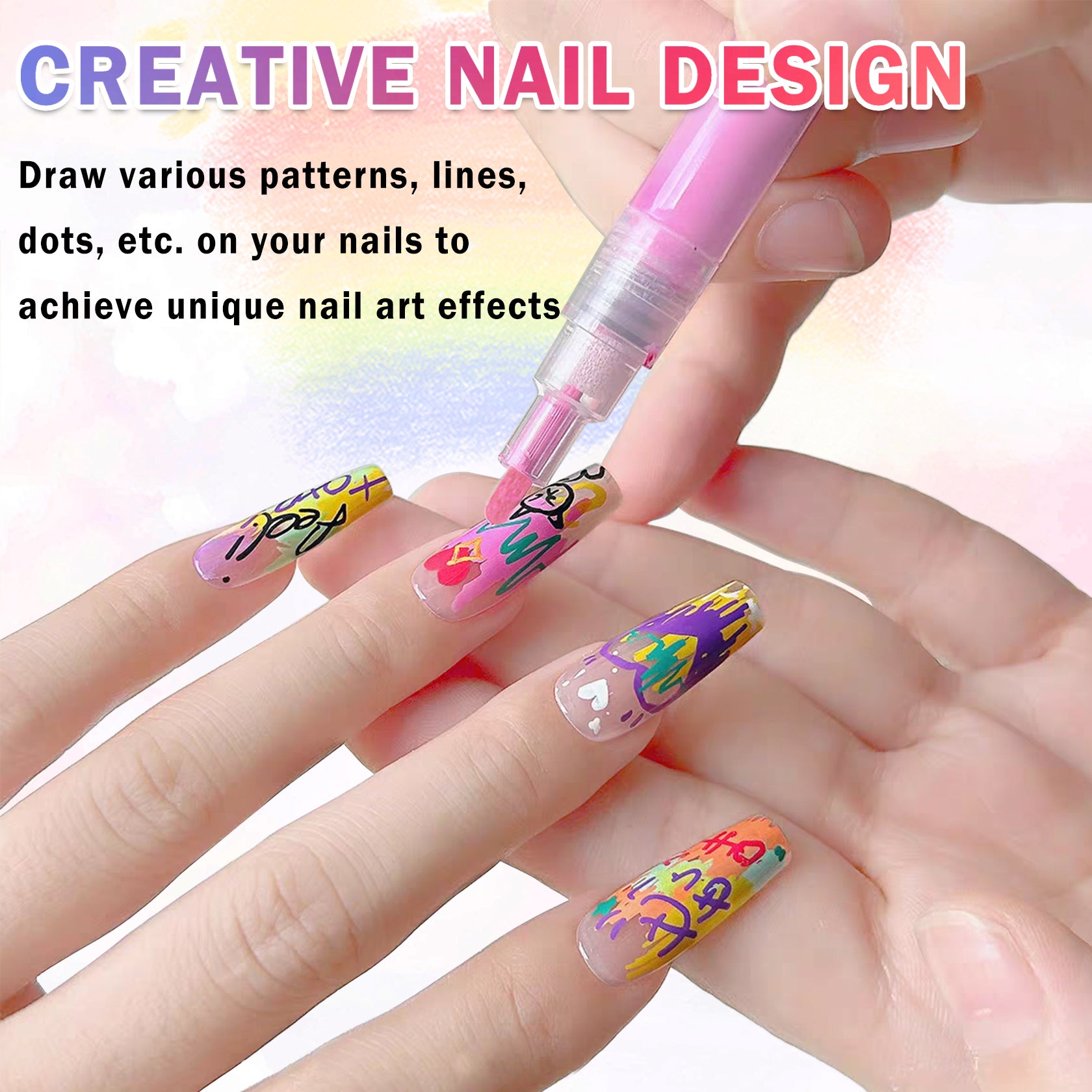 QIUFSSE Colors Nail Art Pens Set