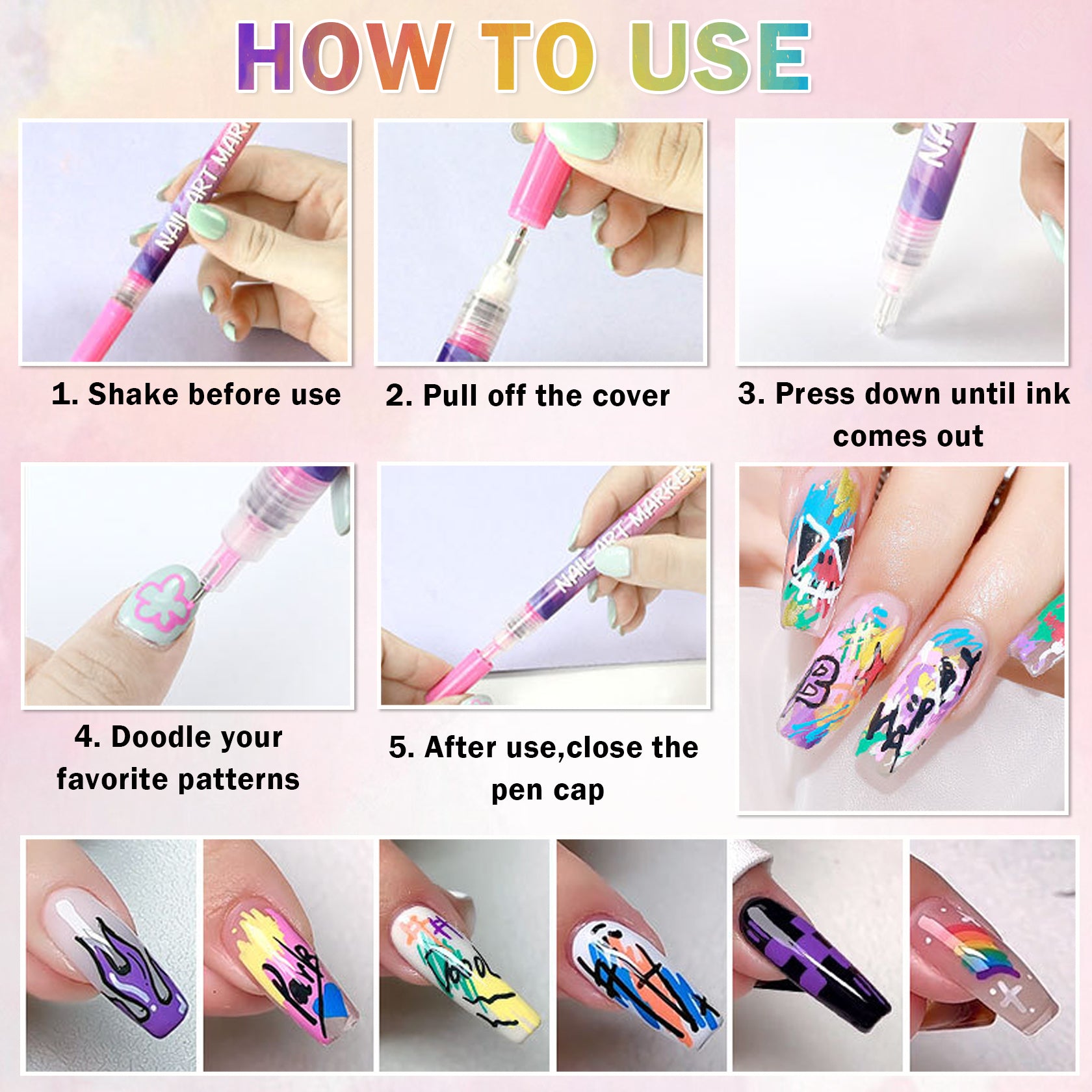 12 Colors Nail Art Pens Set