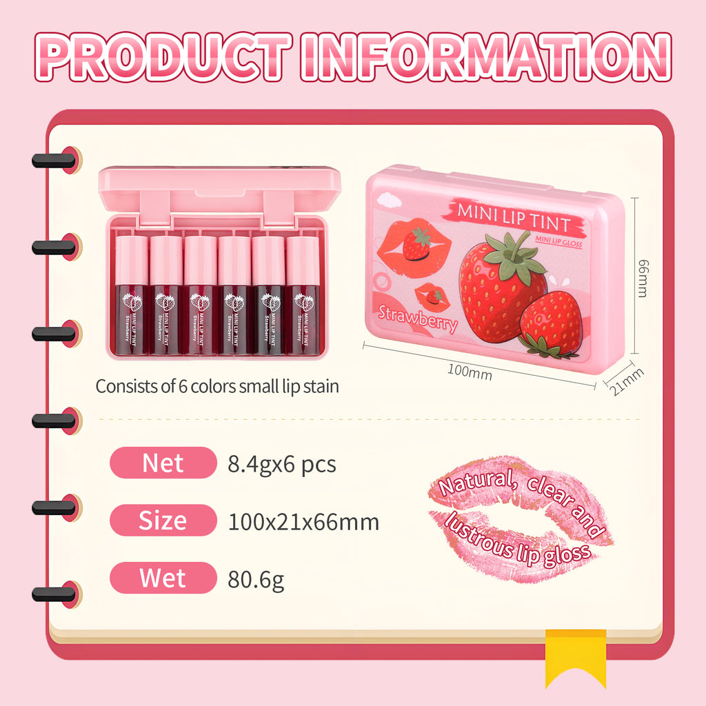 QIUFSSE 6 Colors Lip Tint Stain Mini Liquid Lipstick