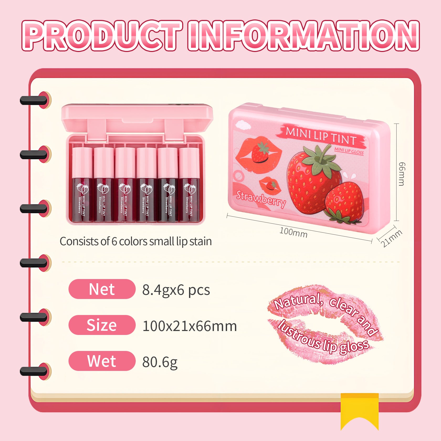 QIUFSSE 6 Colors Lip Tint Stain Mini Liquid Lipstick